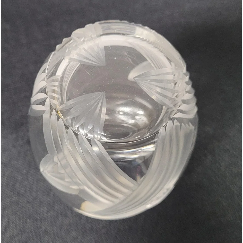 Astral Full Lead Handmade Crystal Vase Carafe Clear Leaf Cut Design